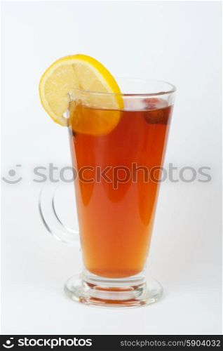 Tea glass . tea glasse with briar on a white