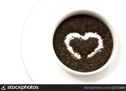 tea heart isolated on white