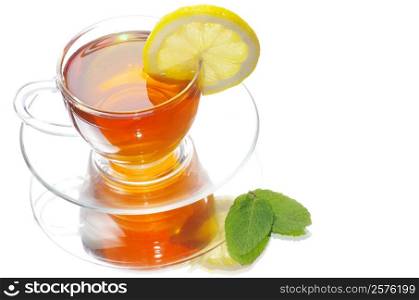 tea in cup isolated on white background