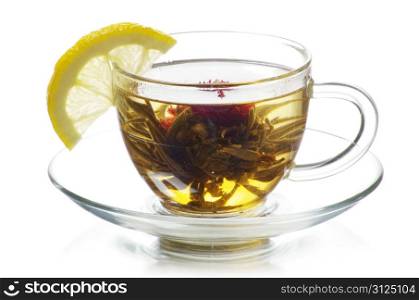 tea in cup isolated on white background