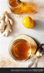 tea in cup, tea with ginger and lemon