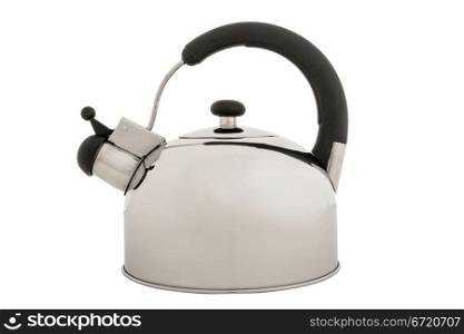 Tea kettle isolated on white background, metal teapot