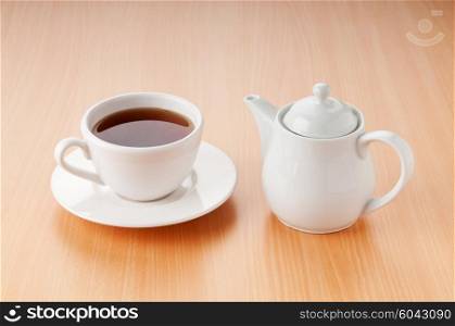Tea on the wooden table
