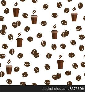 Tea or coffee cups seamless pattern with coffee beans or corns.. Tea or coffee cups seamless pattern with coffee beans or corns. Cups seamless pattern.