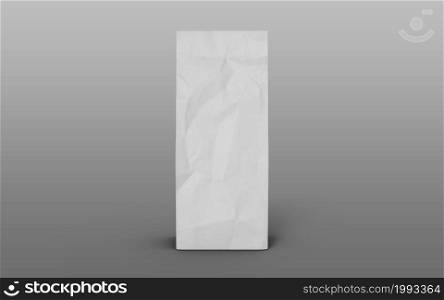 Tea or coffee paper packaging bag with green on side isolated on white background. 3d rendering.
