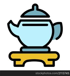 Tea pot icon. Outline tea pot vector icon color flat isolated. Tea pot icon color outline vector