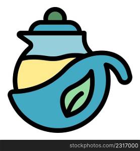 Tea pot icon. Outline tea pot vector icon color flat isolated. Tea pot icon color outline vector