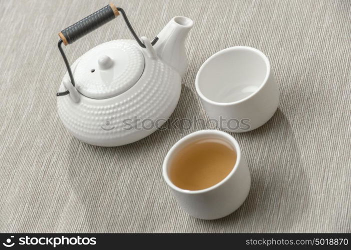 Tea set at comfortable lounge