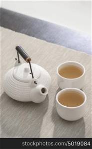 Tea set at comfortable lounge