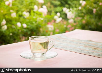 Tea time in the garden, stock photo