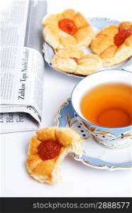 Tea with cookies on a light background