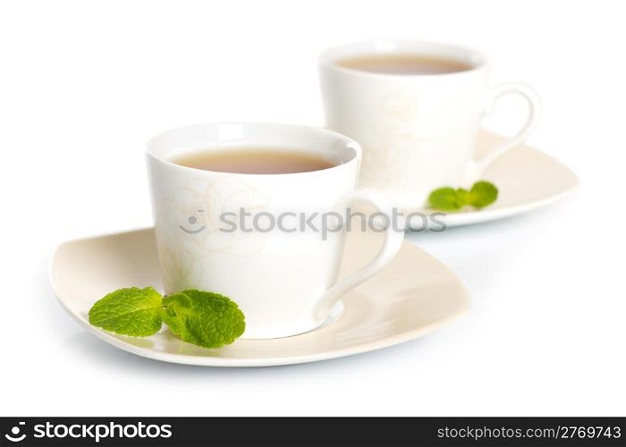 tea with mint isolated on white