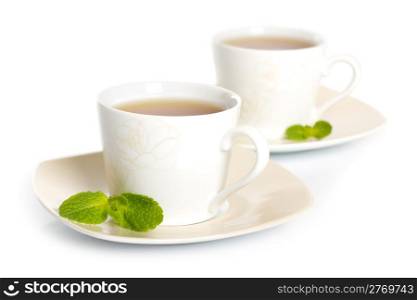 tea with mint isolated on white