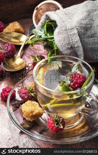 Tea with raspberries. warming and anti-cold berry tea with raspberries