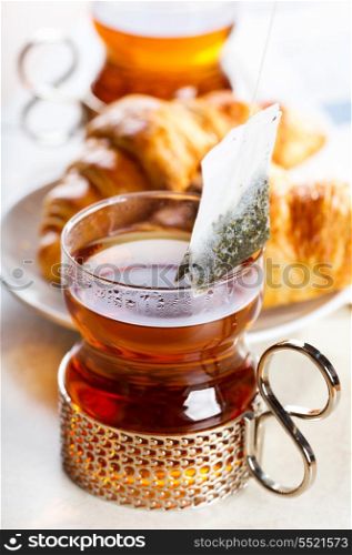 Teabag into the cup of tea