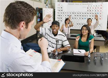 Teacher Calling on Student in Science Class