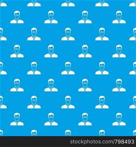 Teacher pattern repeat seamless in blue color for any design. Vector geometric illustration. Teacher pattern seamless blue
