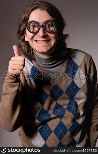 teacher with funny glasses, studio picture