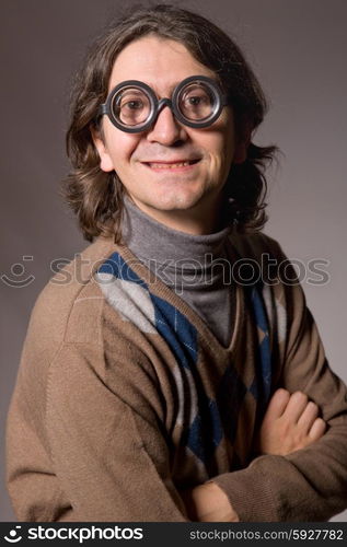 teacher with funny glasses, studio picture