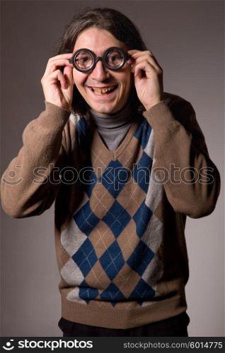 teacher with funny glasses, studio picture