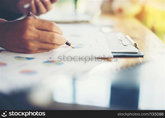 team business woman hands working and holding business graph inf. team business woman hands working and holding business graph information diagram.