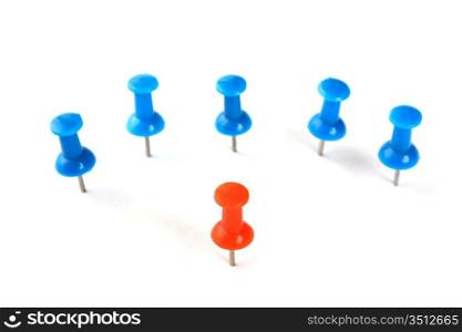 team leader and the group as a stationery buttons isolated on a white background