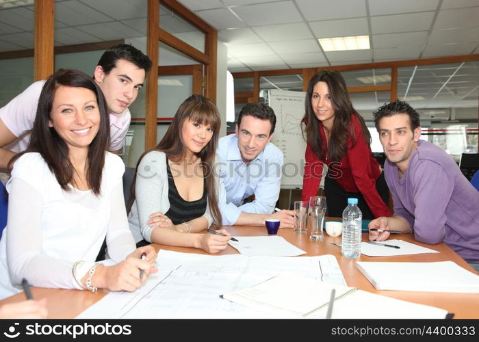 Team meeting in an office