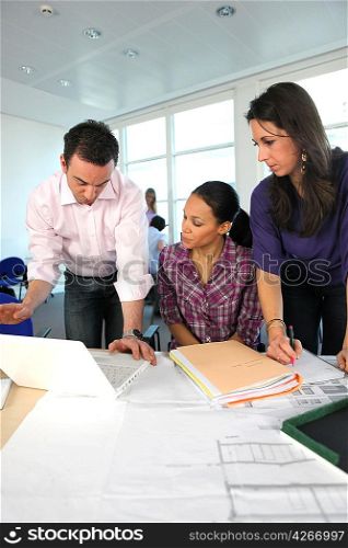 Team of architects in office