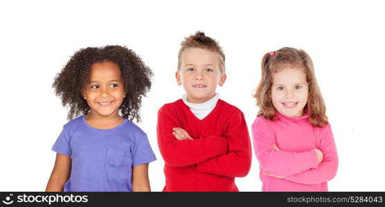 Team of children isolated on a white background