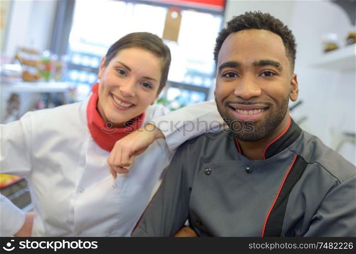 team of cooks in a commercial kitchen