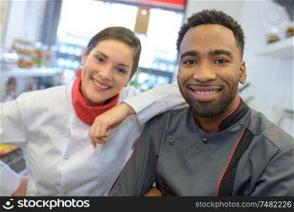 team of cooks in a commercial kitchen