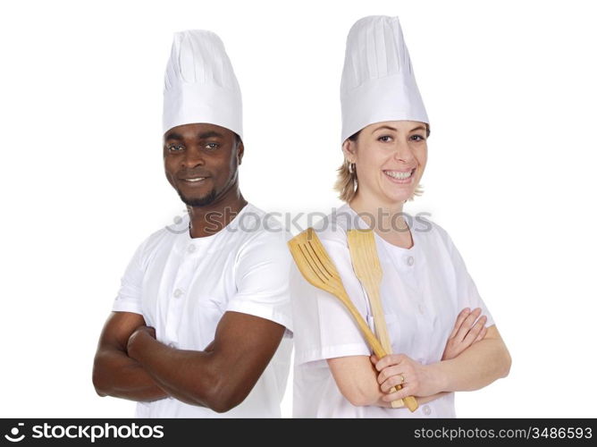 Team of kitchen on a over a white background