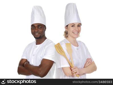 Team of kitchen on a over a white background