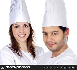 Team of kitchen on a over a white background