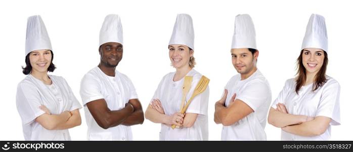 Team of kitchen on a over a white background