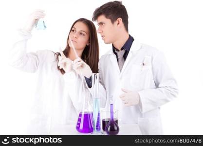 Team of young scientists at laboratory