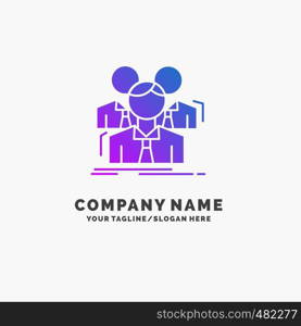 Team, teamwork, Business, Meeting, group Purple Business Logo Template. Place for Tagline.. Vector EPS10 Abstract Template background