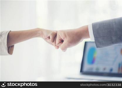 Teamwork business concept.Close up view of group of coworkers join hand together during their meeting