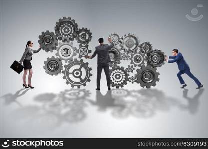 Teamwork concept with businessman and businesswoman