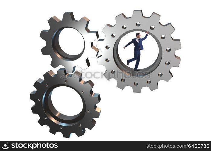 Teamwork concept with cogwheels and business people