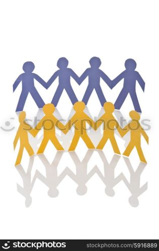 Teamwork concept with paper cut people