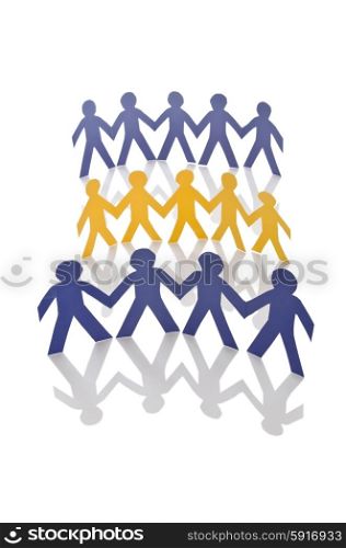 Teamwork concept with paper cut people