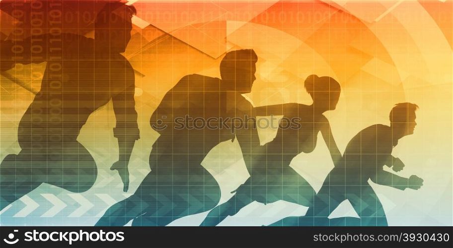 Teamwork Concept with Silhouette of Business Team . Computer Network LAN