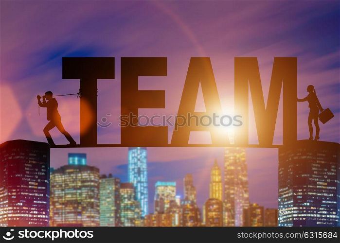 Teamwork concept with the word team