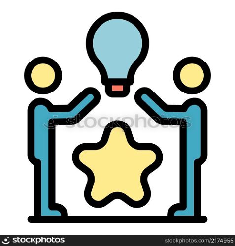 Teamwork innovation icon. Outline teamwork innovation vector icon color flat isolated. Teamwork innovation icon color outline vector