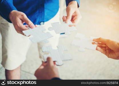 Teamwork meeting Business Jigsaw Puzzle solution together concept