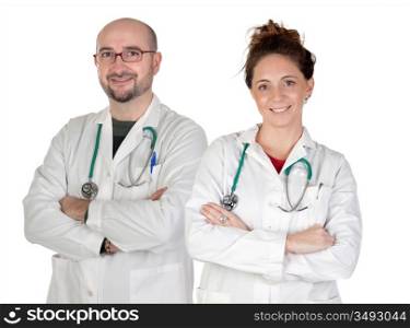 Teamwork of medical isolated on white background