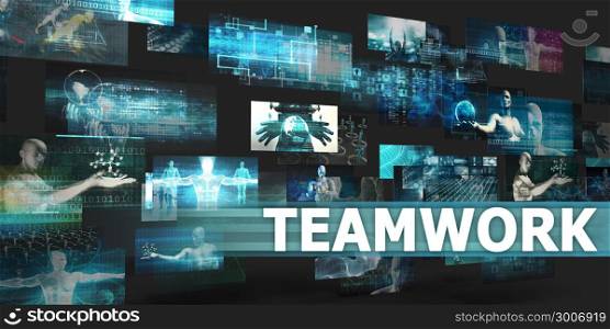Teamwork Presentation Background with Technology Abstract Art. Teamwork