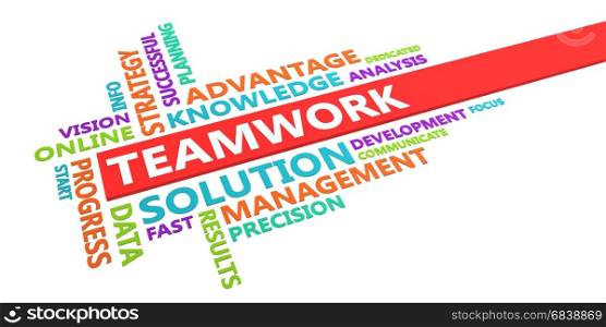 Teamwork Word Cloud Concept Isolated on White. Teamwork Word Cloud