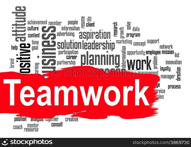 Teamwork word cloud image with hi-res rendered artwork that could be used for any graphic design.. Teamwork word cloud